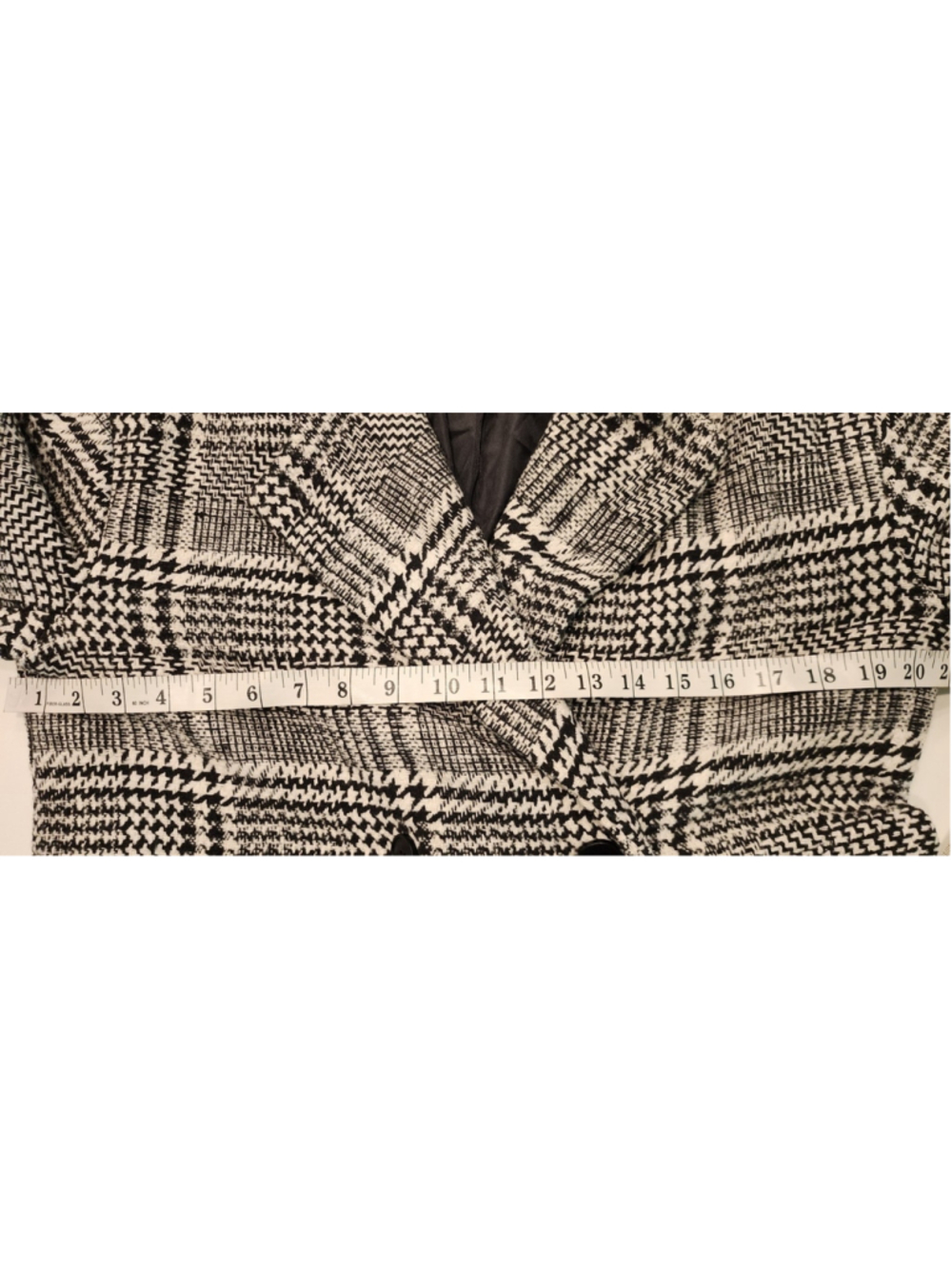 Nasty Gal Collection L Black White Plaid Double Breasted Coat Oversized Longline - Picture 13 of 13